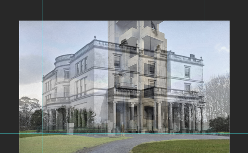 Rockingham House, Lough Key, Boyle: Then & Now Photoshop